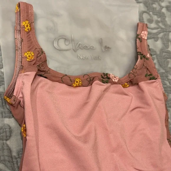 Class In ballet rose floral mesh accents petite leotard NWT - Picture 2 of 12
